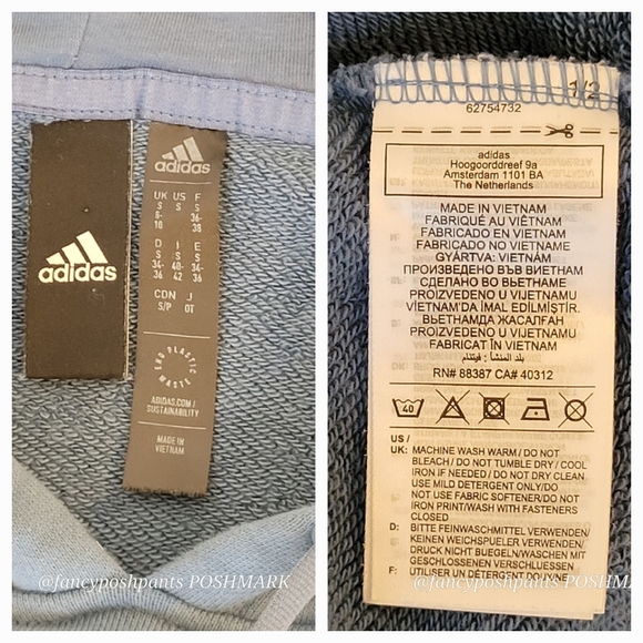 ADIDAS three bar 3B logo orbit hoodie sweatshirt in violet blue flattering fit - Picture 10 of 17